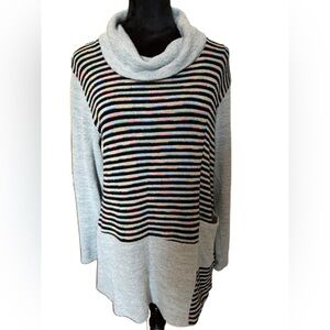 Gray Multi Colored Stripe Sweater Tunic